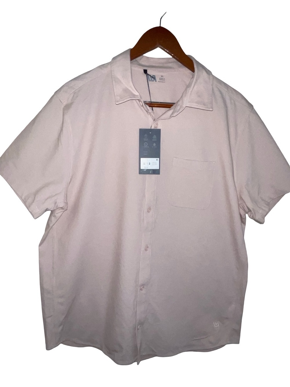 VRST Men's Short Sleeve Performance Button-Up Shirt - Pink - Size XL - NWT